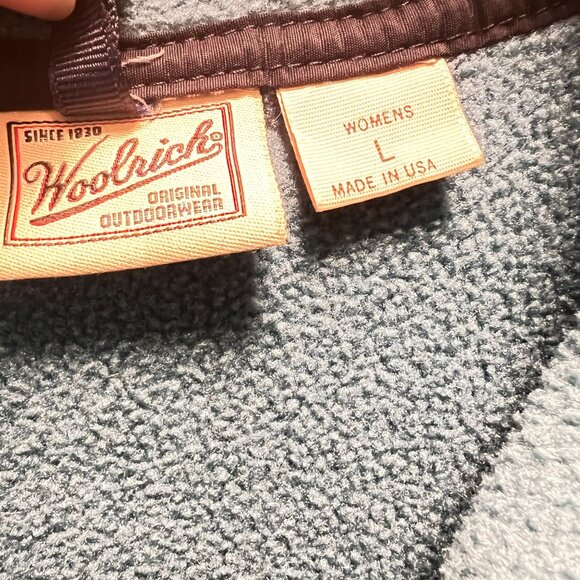 vintage Woolrich Womens Fleece Pullover jacket Button-Up Collar blue size Large - Picture 2 of 7